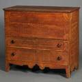 Paintdecorated Pine and Poplar Chest over Two Drawers