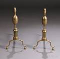 Pair of Iron and Brass Double Lemontop Andirons