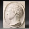 Carved White Marble Plaque of a Young Man