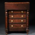 Diminutive Empire Mahogany and Birdseye Maple Veneer Chest