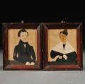 American School 19th Century Pair of Husband and Wife Portrait Miniatures