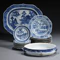 Twenty Assorted Blue and White Chinese Export Porcelain Table Items