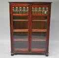 Arts  Crafts Leaded Art Glass Twodoor Birch Bookcase