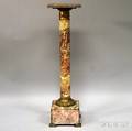 Classicalstyle Brass and Giltmetal Mounted Rouge Marble Pedestal