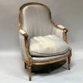 Louis XVIstyle Upholstered Painted Carved Walnut Bergere