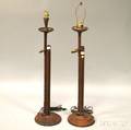 Two Georgianstyle Mahogany Adjustable Ratchet Floor Lamps