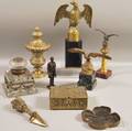 Nine Mostly Brass and Bronze Decorative Items
