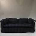 Modern Navy Blue Damask Upholstered Sofa