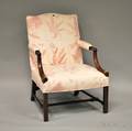 Chippendalestyle Upholstered Carved Mahogany Easy Chair