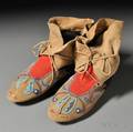 Pair of Cree Beaded Hide Moccasins