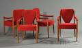 Set of Four Mid20th Century Upholstered Wood Armchairs