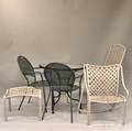 Eight Pieces of Painted Metal Patio Furniture