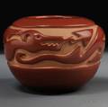 Santa Clara Carved Redware Bowl