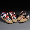 Two Pairs of Ojibway Beaded Hide Moccasins