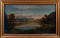 American School 19th Century Lake View in the Mountains with Figures