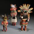 Three Hopi Polychrome Carved Wood Kachinas