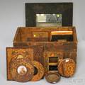Eighteen Pyrographicdecorated Wood Items and a Collectors Book