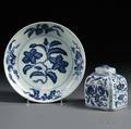 Two Blue and White Items