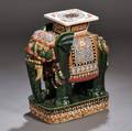 Greenglazed Elephantform Garden Seat