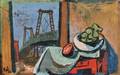 Antonin Pelc Czech 18951967 Still Life with View to a Bridge