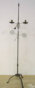Wrought iron adjustable candlestand early 20th c