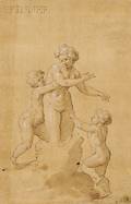Italian School 17th Century Woman with Two Putti