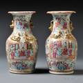 Pair of Export Rose Medallion Vases