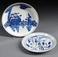 Two Blue and White Dishes