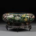 Cloisonn Planter with Wood Stand