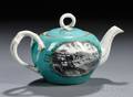Staffordshire Porcelain Transferdecorated Teapot and Cover