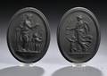 Pair of Wedgwood Black Basalt Selfframed Plaques
