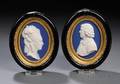 Two Wedgwood Dark Blue Dip Jasper Portrait Medallions