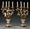 Pair of Giltmetal and Crystal Fourarm Candelabra