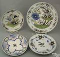 Four Delft polychrome plates 18th19th c