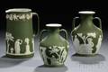 Three Wedgwood Olive Green Jasper Dip Items