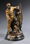 After Josef Lorenzl Austrian 18921950 Coldpainted Bronze Figure of a Arab with Two Nude Maidens
