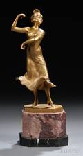 Continental School Early 20th Century Giltbronze Figure of a Female Dancer
