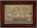 Framed Woolwork Picture of a Ship