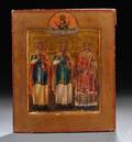 Russian Icon Depicting the Saints Samon Guri and Aviv
