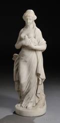 Italian School Late 19thEarly 20th Century Marble Sculpture of a Woman and a Dove