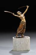 Coldpainted and Gilded Bronze Sword Dancer