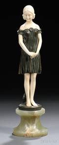 After Peter or Paul Tereszczuk Austrian Late 19thEarly 20th Century Bronze and Ivory Figure of a Girl