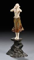 Dominique Alonzo French fl 19121926 Bronze and Ivory Figure of a Girl Shouting