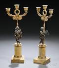 Pair of Threearm Gilt Candelabra