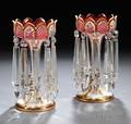 Pair of Bohemian Cased Glass Mantel Lustres