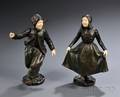 After Paul dAire French fl 18901910 Pair of Dutch Patinated Bronze and Ivory Figures of Children