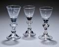 Three Heavy Baluster Wineglasses