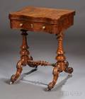 Victorian Burl Walnut Veneer Games Table