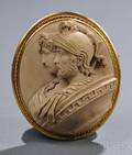 Carved Doubleportrait Lava Cameo Brooch of Mars and Venus