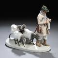 Meissen Porcelain Group of a Shepherd and Sheep